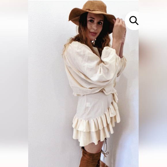 NWT Bohemian Long Sleeve Vacation Ruffle Flowy Ruffle Dess Size:Small-Large - Picture 13 of 16